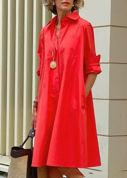 White Peter Pan Collar Simple Loose Long Shirt Dress