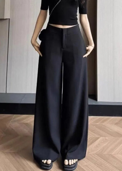 Simple Khaki Pockets High Waist Spandex Pants Summer
