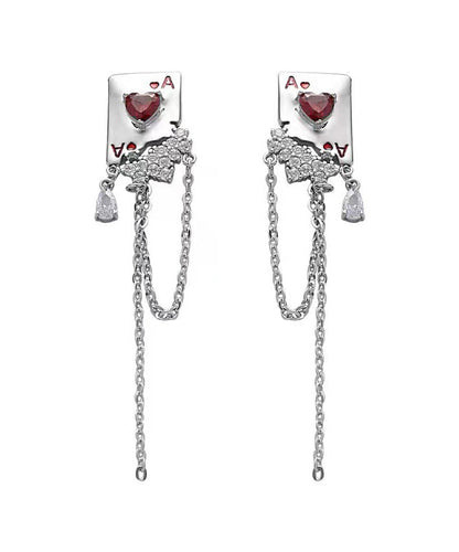 Skinny Silk Sterling Silver Zircon Gem Stone Drop Earrings