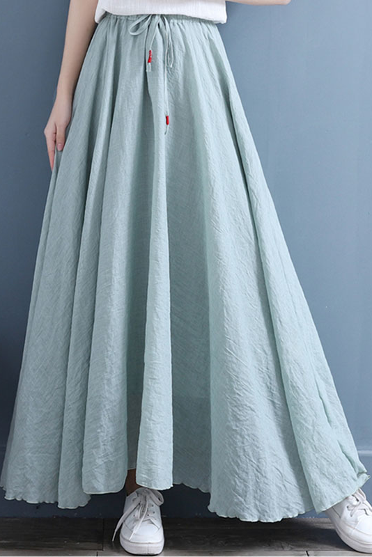 Summer Retro Cotton Linen White Skirt Long Skirt