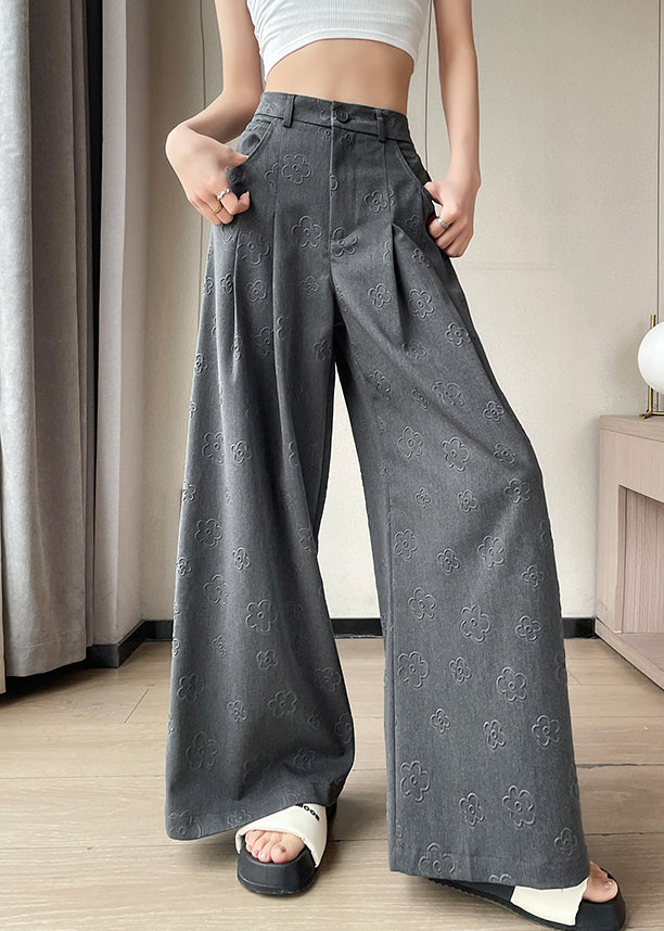 Grey Pockets High Waist Spandex Pants Summer