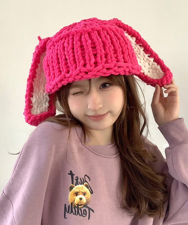 Handmade Rose Warm Knit Bonnie Hat