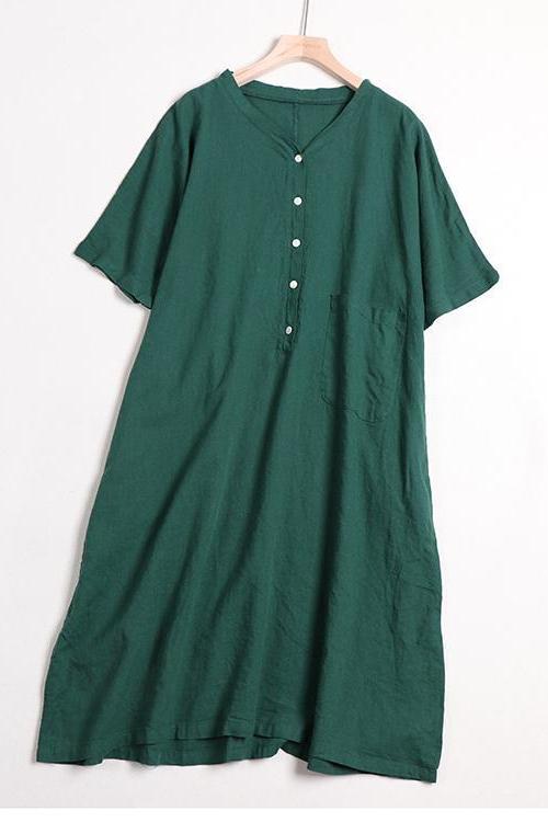 Organic Color Linen Dress for Summer