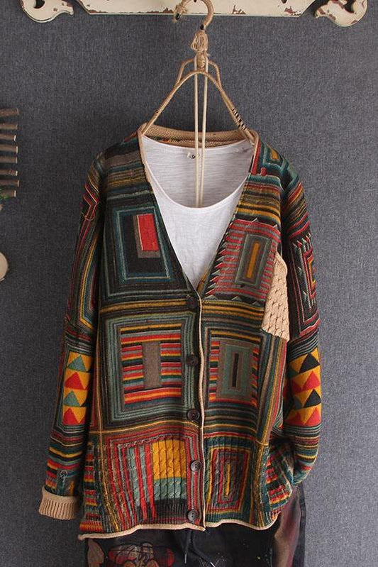 Knitted Thin Single Breasted V-neck Sweater