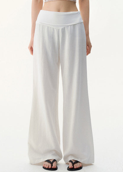 White High Waist Linen Pants Summer