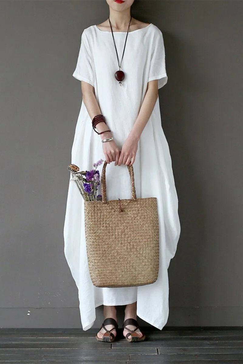 White Linen Summer Maxi Dresses