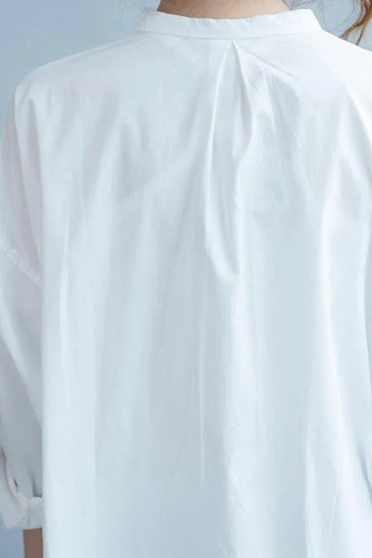 White Cotton Long Shirt Dresses