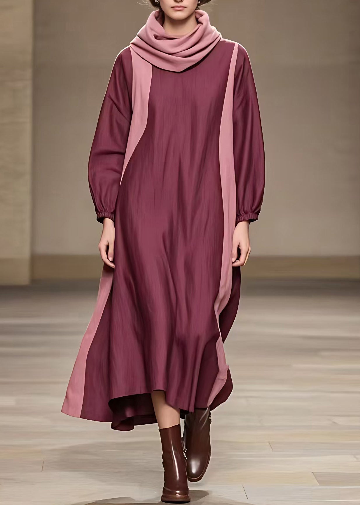 Rust Turtle Neck Holiday Maxi Dress Fall