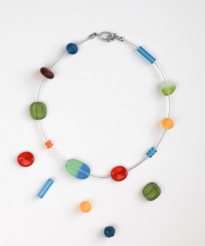 Modern Rainbow Alloy Asymmetrical Beads Gratuated Bead Necklace
