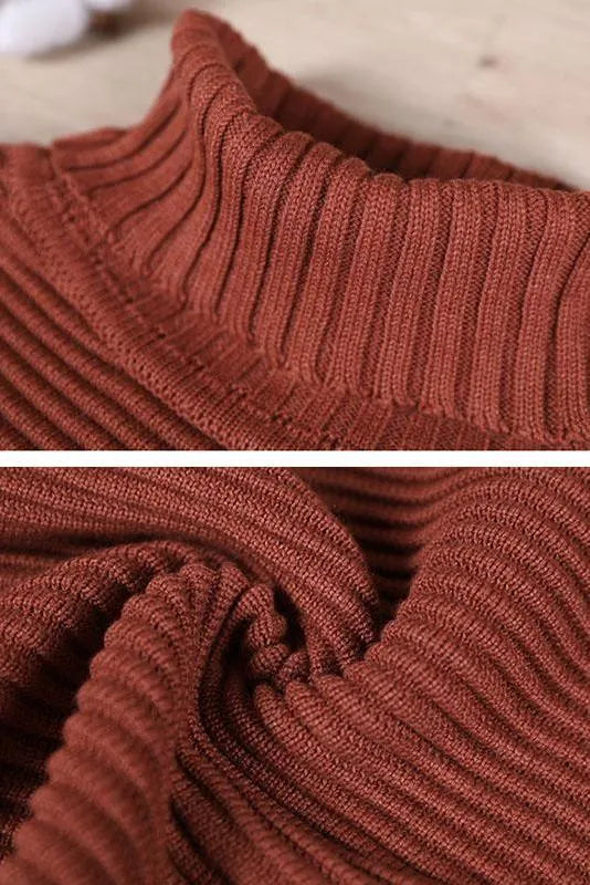 Winter Striped Turtleneck Knitted Sweater