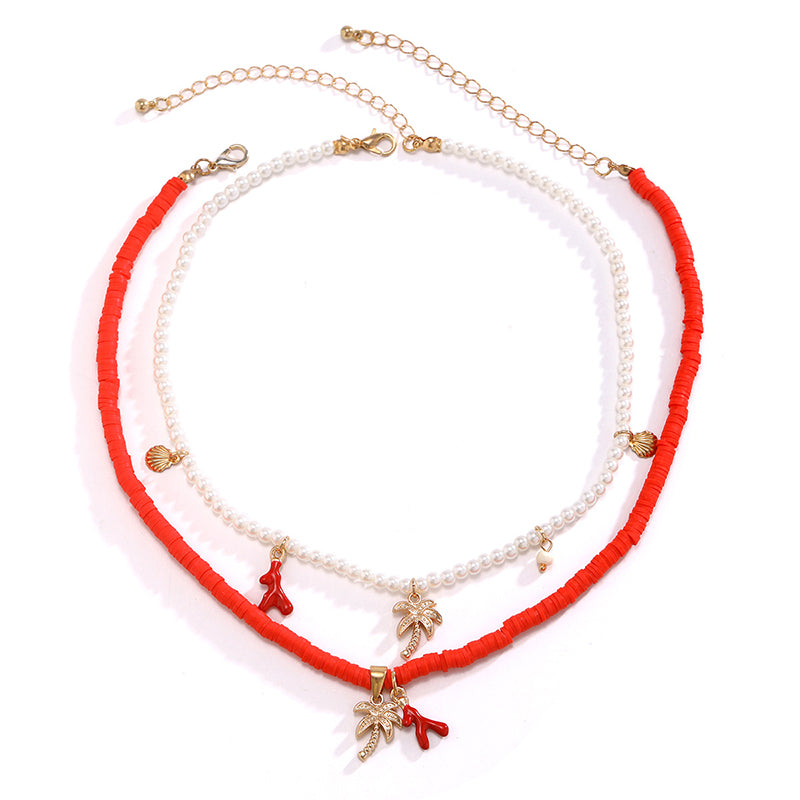 Imitation Pearl Shell Multi-layered Necklace