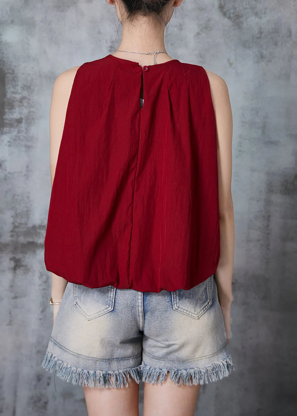 Natural Mulberry O-neck Cotton Tank Tops Sleeveless