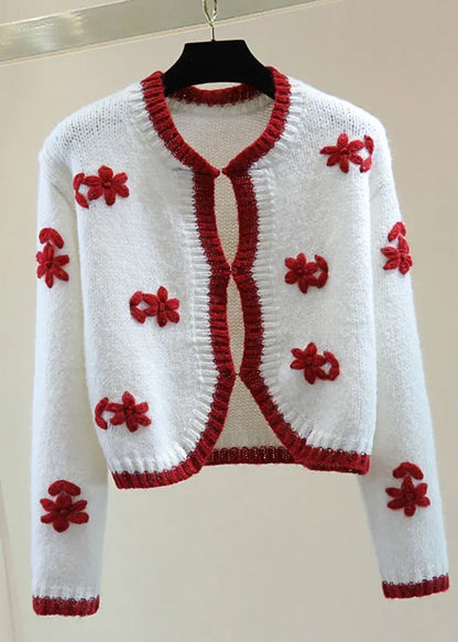 Art Green Embroidered Cotton Knit Sweater Winter