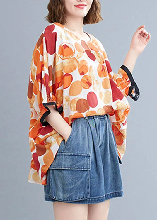 Orange Dot Print T Shirt Summer