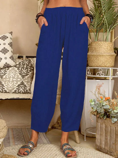 Color Loose Cotton Linen Pants Home Harem Pants