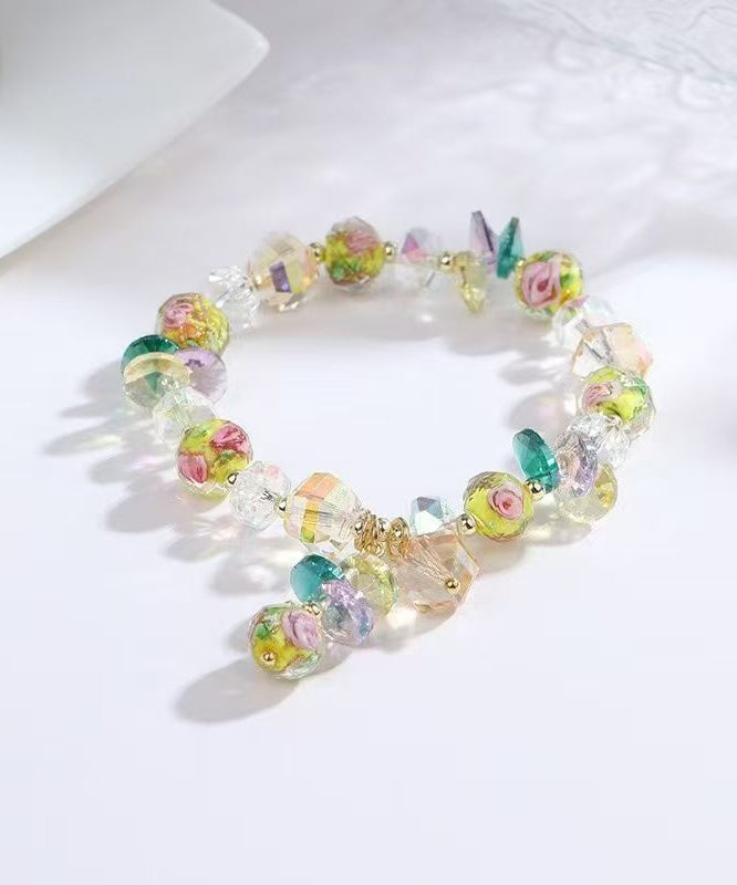 Yellow Alloy Crystal Charm Bracelet