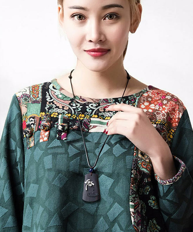 Simple Black Overgild Ebony Pendant Necklace