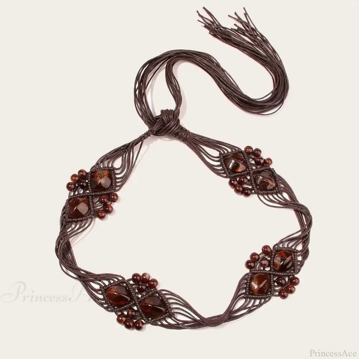 Dark Beach Plaited Waist Cord Belt