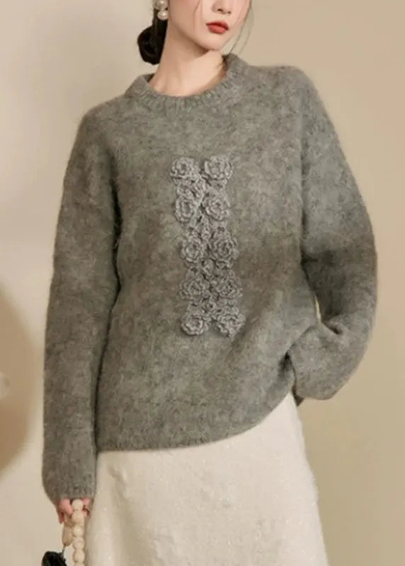 Yellow O-neck Thick Cotton Knit Sweater Winter