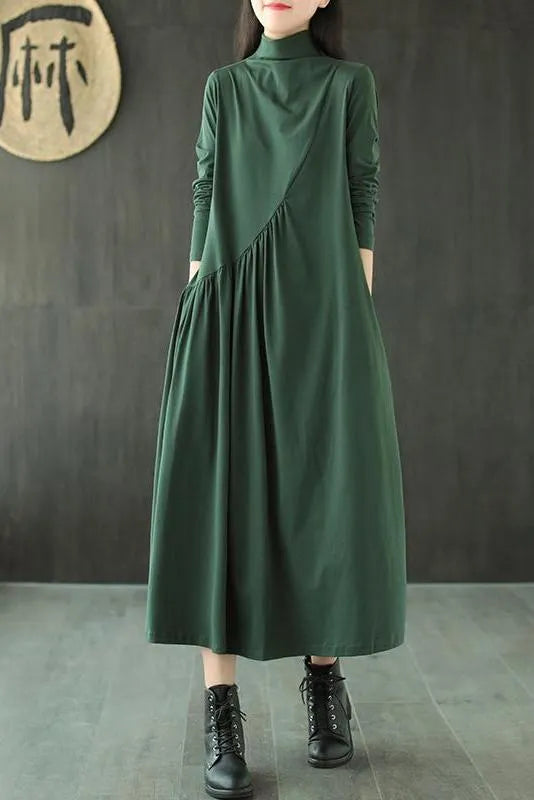Limited Stock- Draped High Neckline Dress