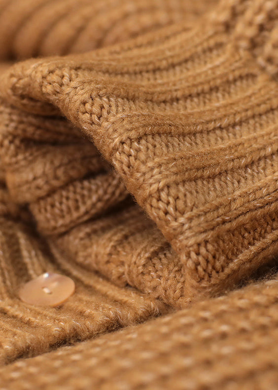 Italian Khaki Woolen Hooded Sweaters Coat Fall