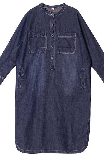 Loose Blue Maxi Denim Dresses Spring Outfits