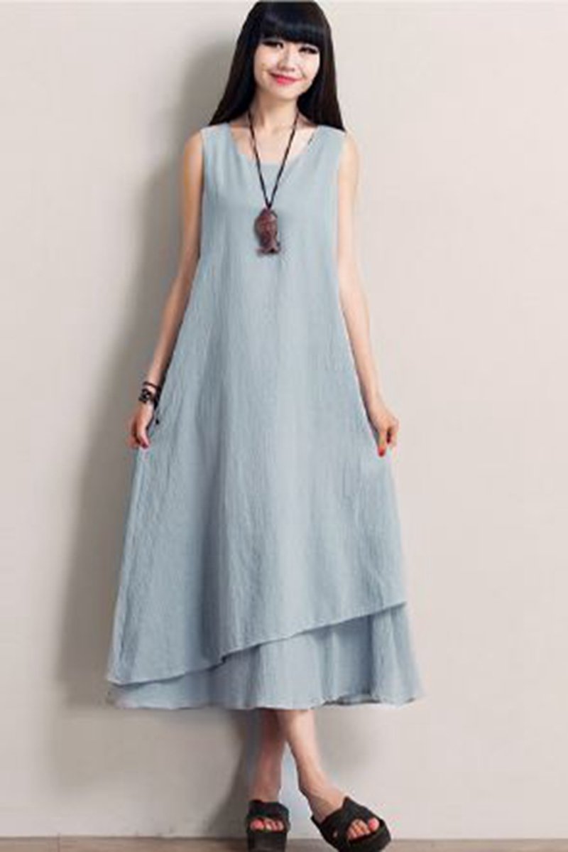 Sleeveless Cotton Maxi Dresses Clothes