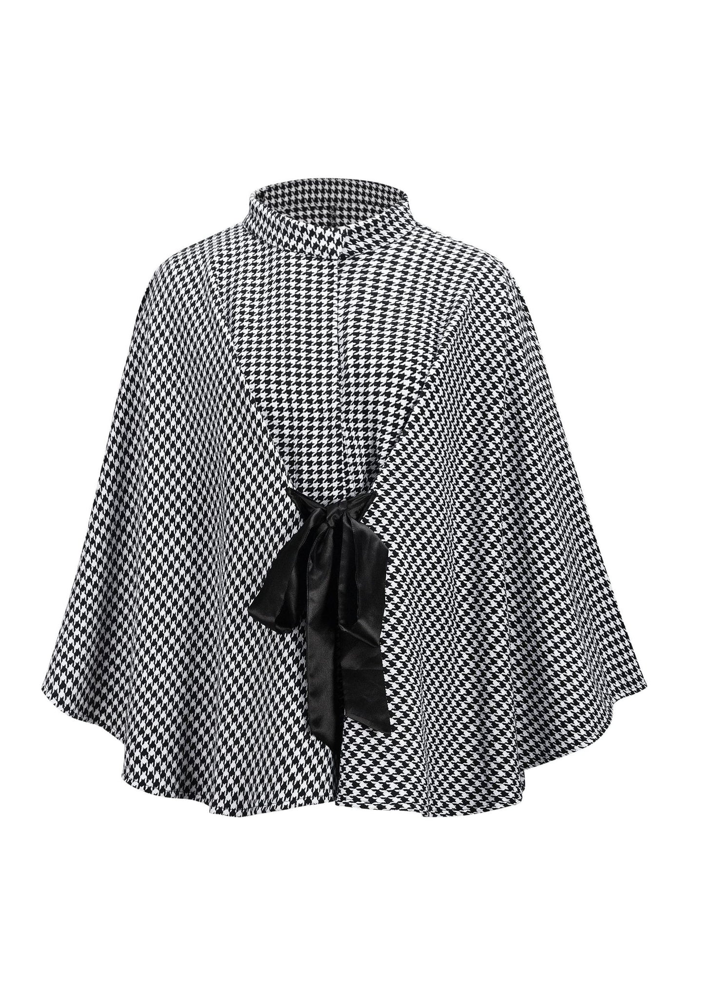 European and American Style Plaid Lace Up Cape Coat Fall