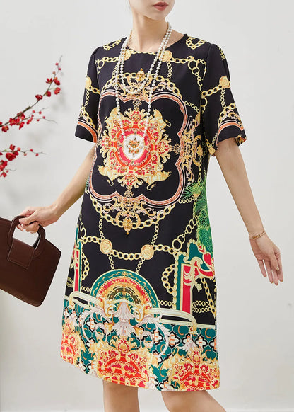 Black Silm Fit Print Cotton Work Dress Summer