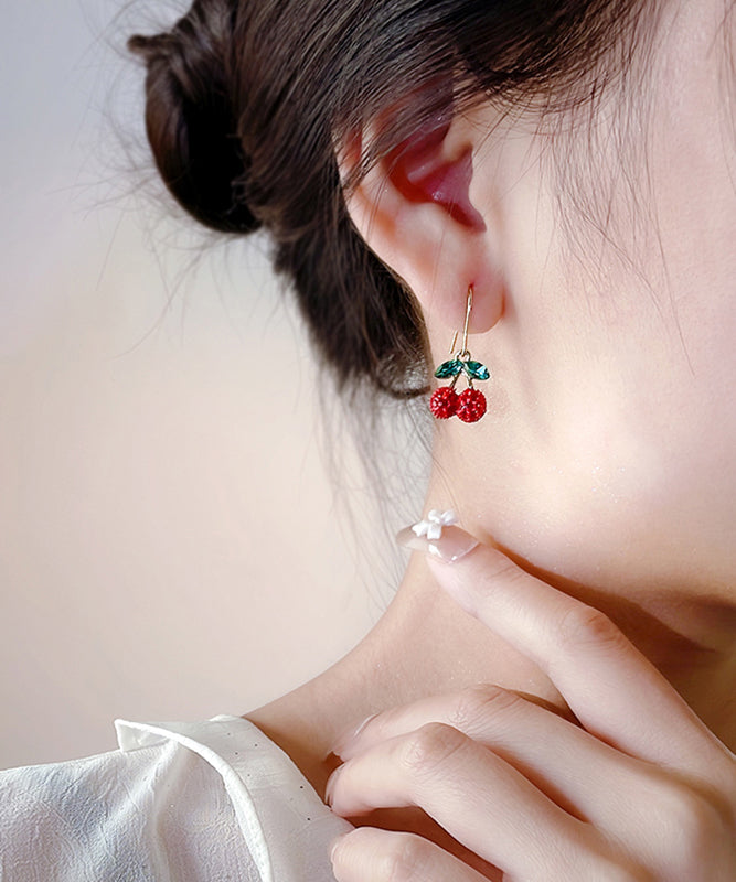 Gold Copper Overgild Cherry Drop Earrings
