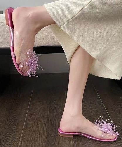 New Nail Bead Flat Bottomed Transparent Fish Mouth Slide Sandals
