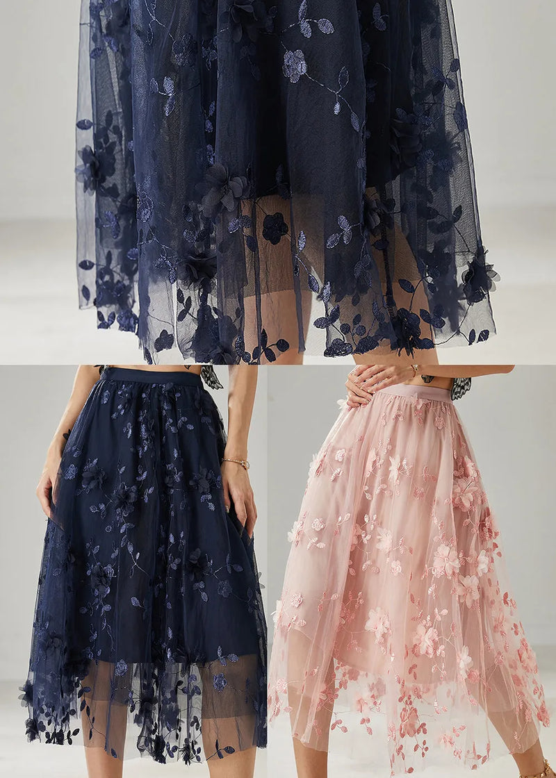 Pink Tulle Beach Skirts Embroidered Summer