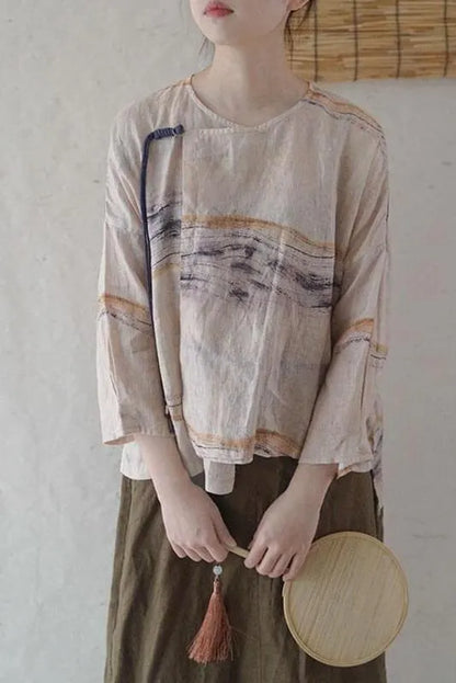 100% Cotton Summer Lace-up T-shirt