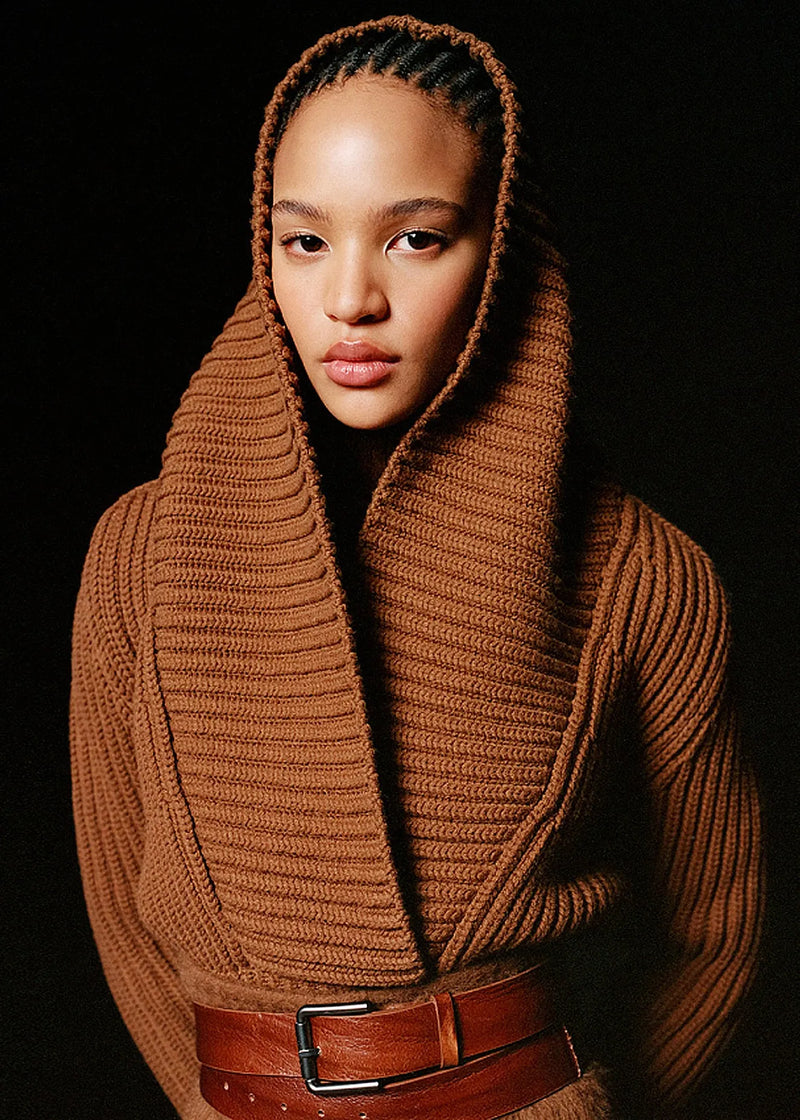 Caramel V Neck Knit Cardigans Fall