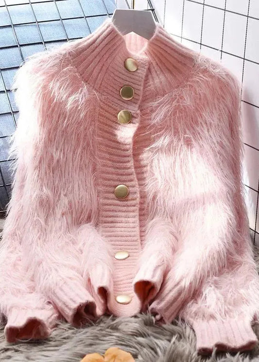 Imitation Mink Fleece Jacket High Neck Short Sweater