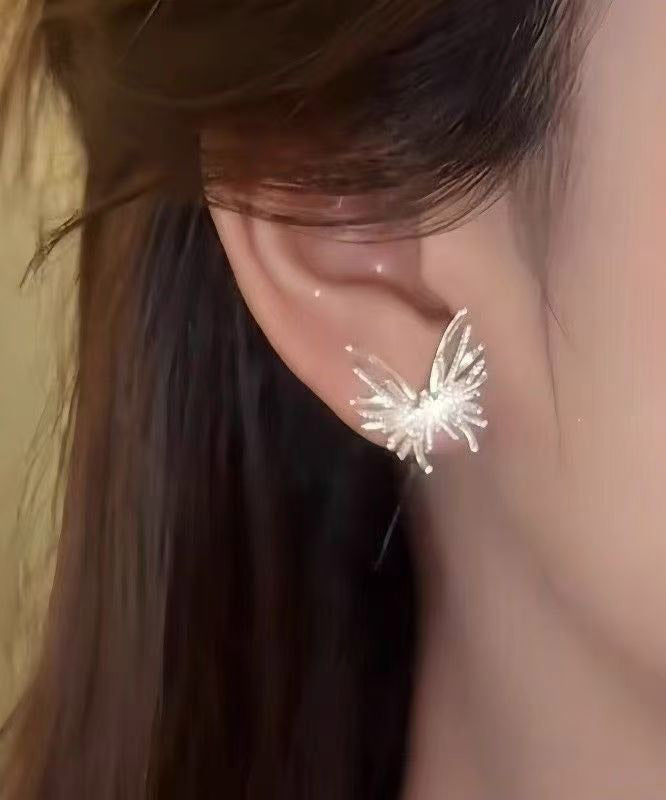 Original Design Silk Alloy Butterfly Stud Earrings