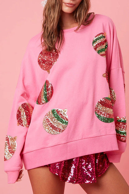 Christmas Egg Sequin Casual Long-Sleeve Sweatshirt