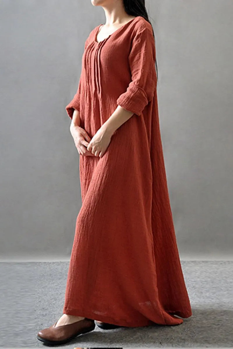 Purple/black/orange Maxi Linen Dresses