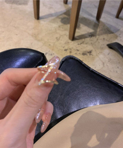 Gold Copper Overgild Zircon Open Rings Two-piece Set