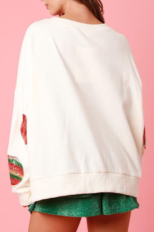 Christmas Egg Sequin Casual Long-Sleeve Sweatshirt