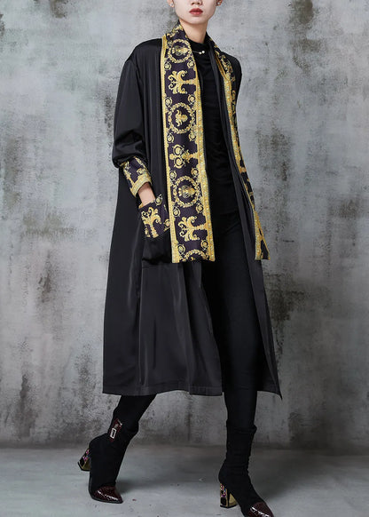 Black Oversized Patchwork Cotton Cardigans Spring