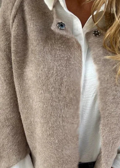 Style Camel O Neck Button Cashmere Short Coat Fall