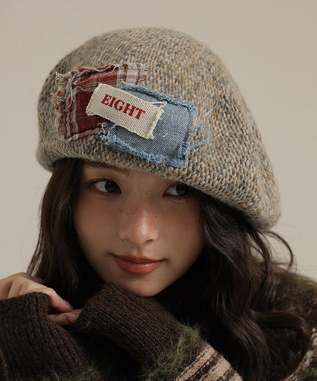 Khaki Versatile Patch Knit Breton Hat