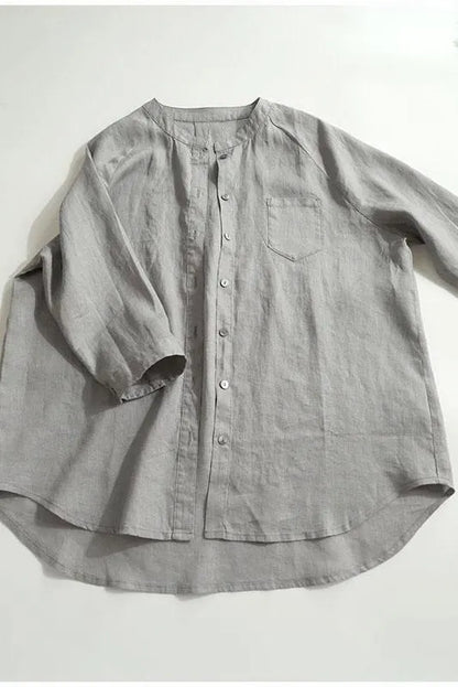 Simple Linen Blouse Tops