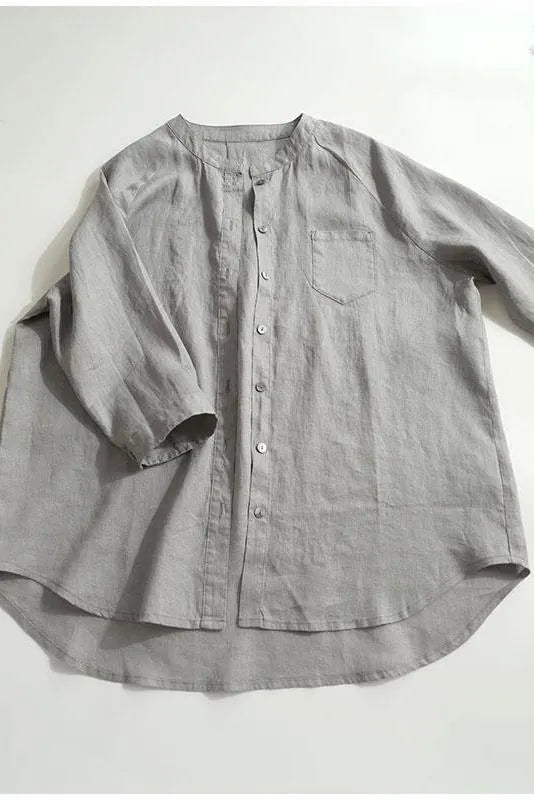 Simple Linen Blouse Tops