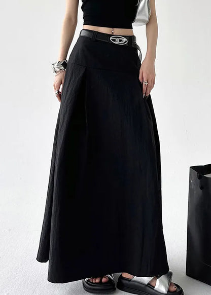 New Black Zippered High Waist Cotton Skirts Summer