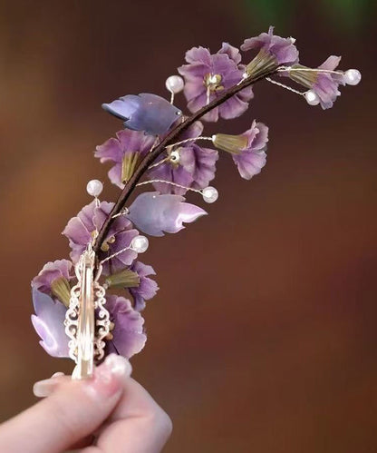 Handmade Purple Alloy Cloth Hairpin