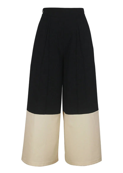Colorblock High Waist Pockets Crop Pants Summer