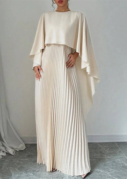 Modern Beige O-neck Maxi Dresses Spring