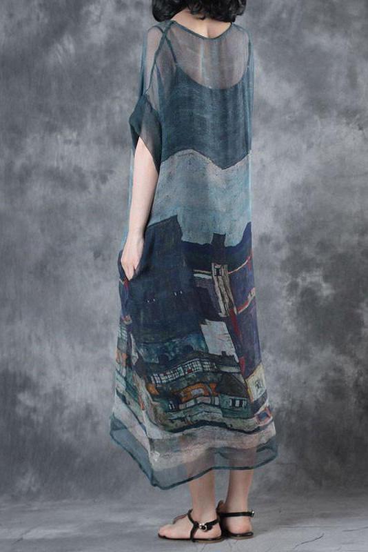 Limited Stock- Summer Short Sleeves Loose Prints Dress(two Pieces)